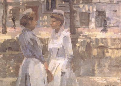 Amsterdam Serving Girls on the Gracht (nn02), Isaac Israels